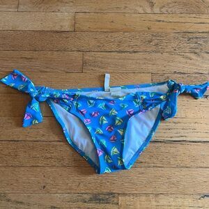 Gianni Bini Blue Bikini Bottom with Patterned Trim